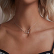 925 Sterling Silver White Gold Plated 40+5cm Necklace with Pavé CZ for Women