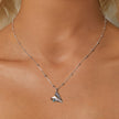 925 Sterling Silver Necklace with Transparent Glass, 18x15mm Pendant for Women
