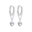 925 Sterling Silver White Gold Plated Moonstone Earrings 23x5mm for Women