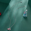 925 Sterling Silver White Gold Plated Enamel Necklace 40+5cm for Women