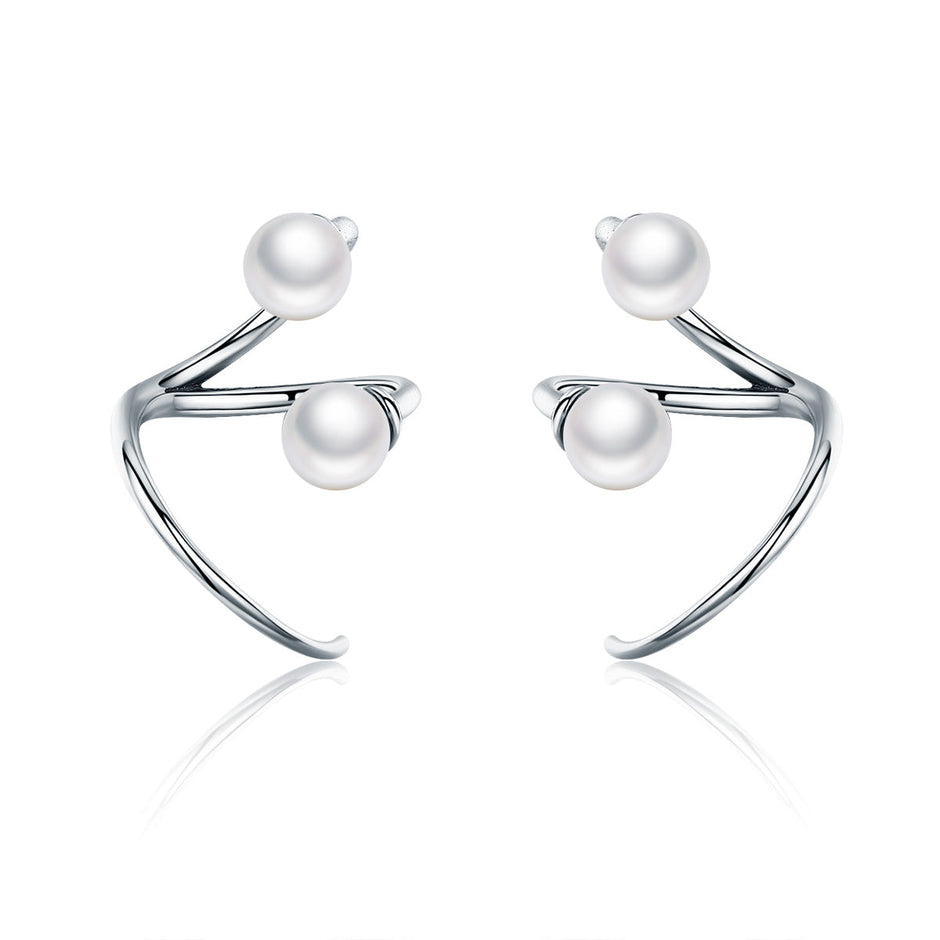 925 Sterling Silver Oxidized Earrings with Shell Pearl for Women
