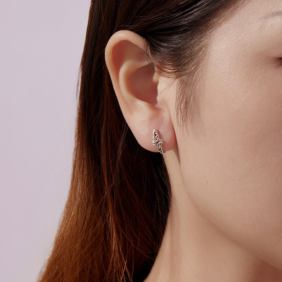 925 Sterling Silver Oxidized Silver Hoop Earrings 1.4*0.5cm for Women