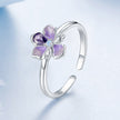 925 Sterling Silver Pavé Set CZ Enamel White Gold Plated Nano Opal Pendant Ring