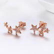 925 Sterling Silver Plated Rose Gold Pavé Setting CZ Earrings for Women