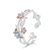 925 Sterling Silver Enamel Pavé Setting Ring for Women