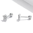 925 Sterling Silver Earrings with Pavé Setting CZ and Platinum Plating - 0.5cm for Women