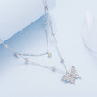 925 Sterling Silver Butterfly Necklace with Pavé Setting CZ, 40cm Length for Women