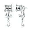 Brass & S925 Silver Earrings | 2.8*1.1cm | White Gold Plated with Pavé Setting CZ for Women