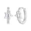 925 Sterling Silver & White Gold Earrings with Pavé Setting CZ - 12x6mm for Women