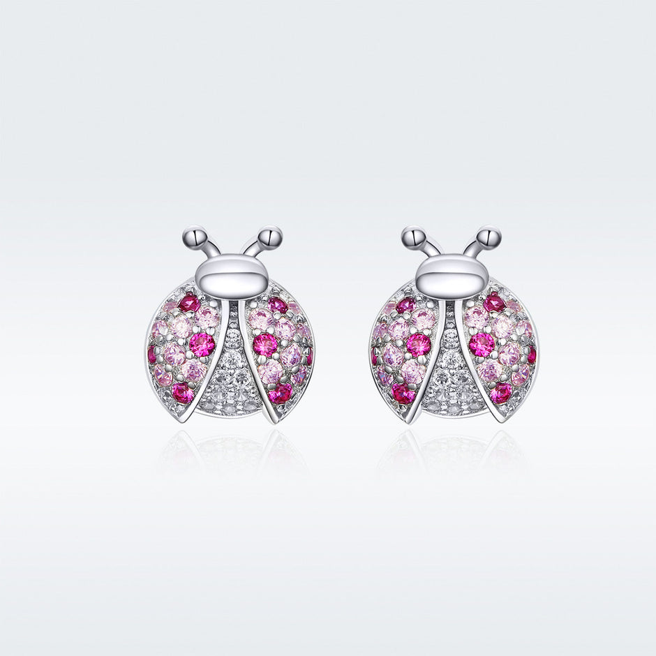 925 Sterling Silver Earrings with Pavé Setting CZ 1x0.9cm for Women