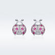 925 Sterling Silver Earrings with Pavé Setting CZ 1x0.9cm for Women