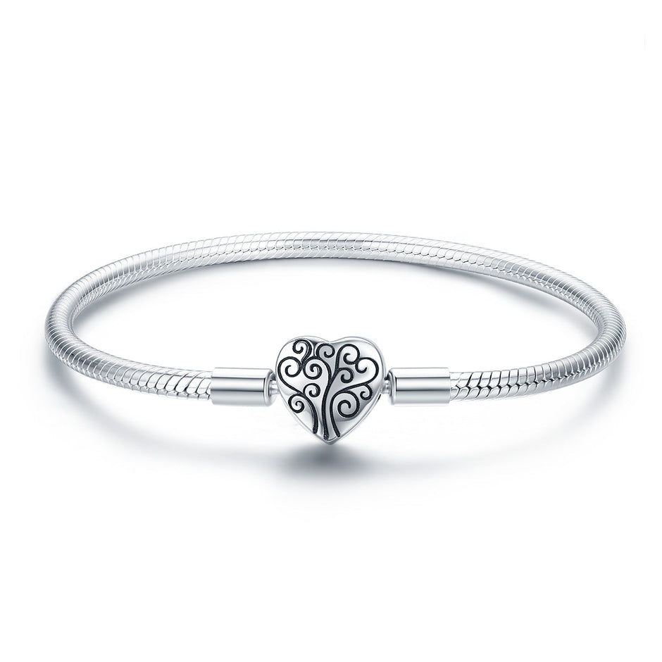 SCB 925 Sterling Silver Bracelet in Classic Style, Size 17.0 for Women