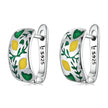 925 Sterling Silver Earrings for Women - Enamel Process - Oxidized Silver - 1.4x0.6 cm