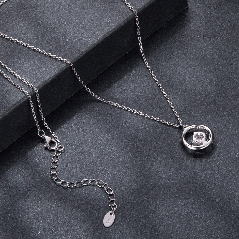 925 Sterling Silver Moissanite Necklace 40+5cm with CZ for Women