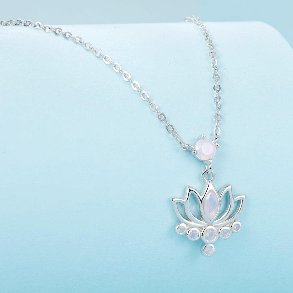 925 Sterling Silver Opal Nanometer Stone Necklace for Women