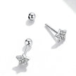 925 Sterling Silver Earrings with Pavé Setting CZ and Platinum Plating - 0.5cm for Women