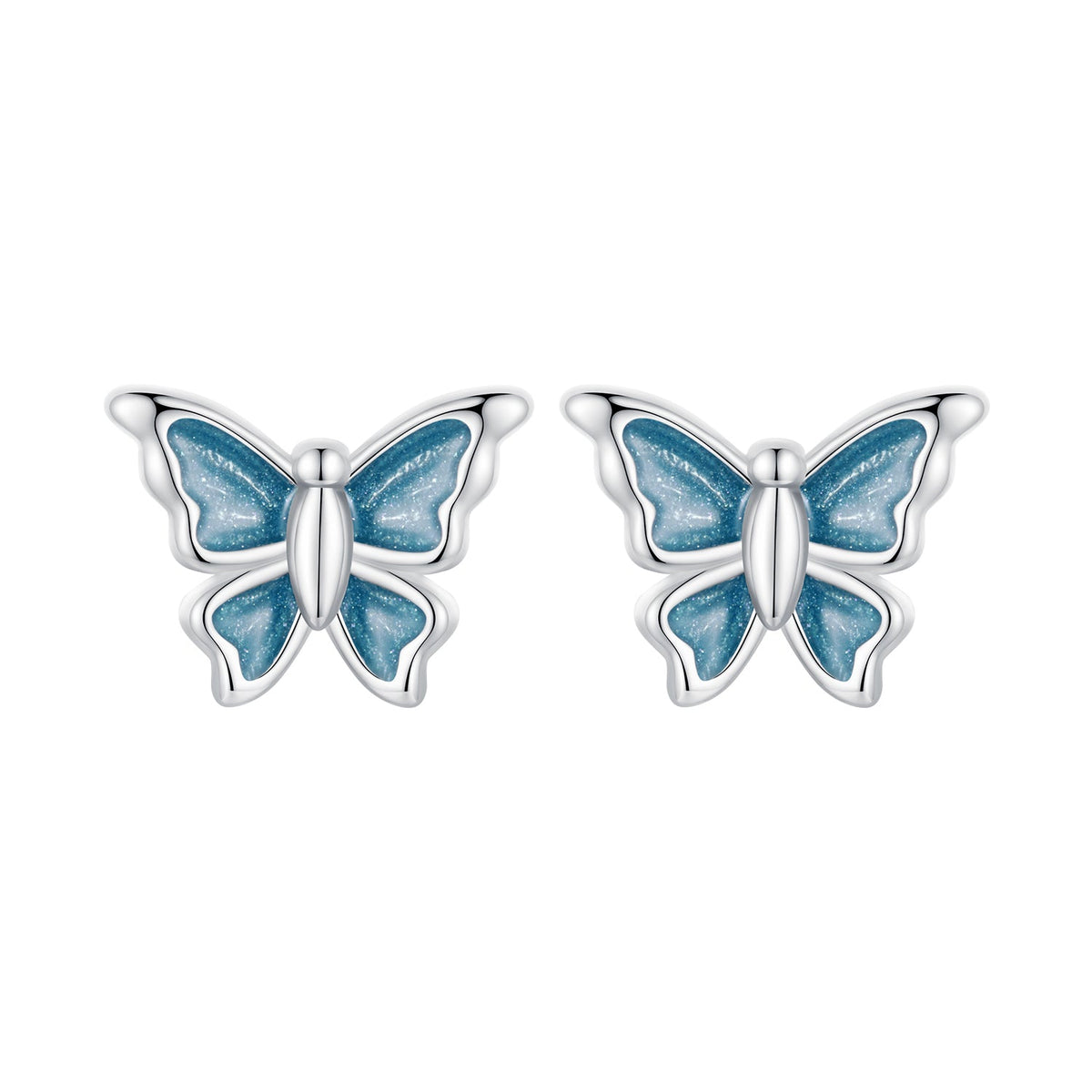 S925 Sterling Silver Earrings with Enamel Process, 6*8mm, Plated Platinum for Women