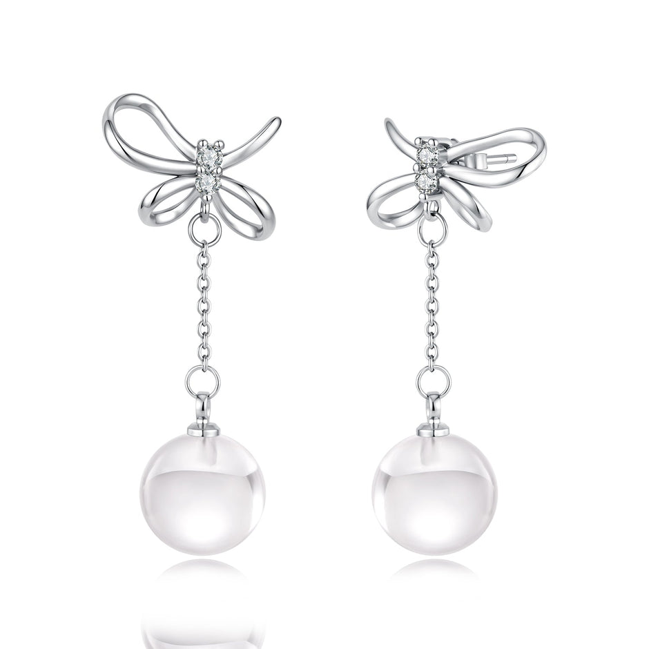 White Gold Plated Crystal Pavé CZ 3.8*1.6cm S925 Silver Needle Earrings for Women