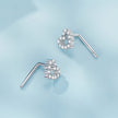 925 Sterling Silver Earrings with Pavé Setting and CZ - Size 10mm x 6mm
