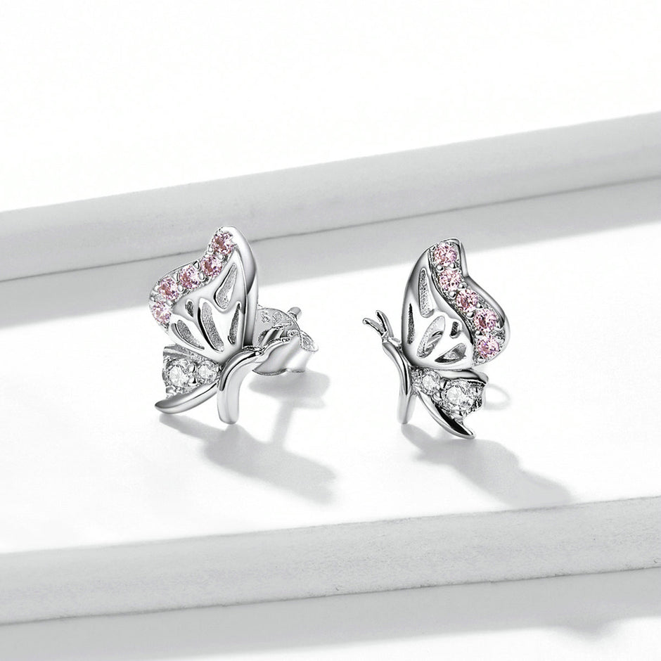 925 Sterling Silver Earrings with CZ in Pavé Setting