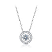 925 Sterling Silver Moissanite Pendant Necklace for Women - 40+5cm, White Gold Plated, Elegant Jewelry