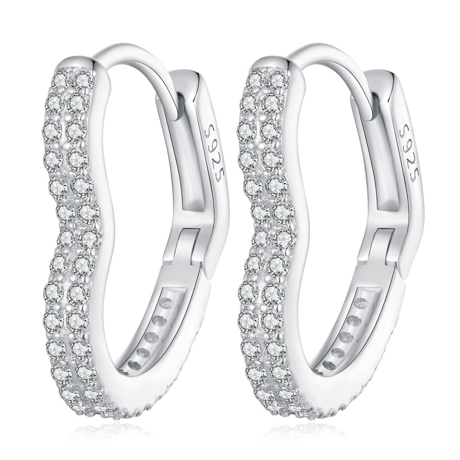 925 Sterling Silver Earrings with Cubic Zirconia in Platinum Finish