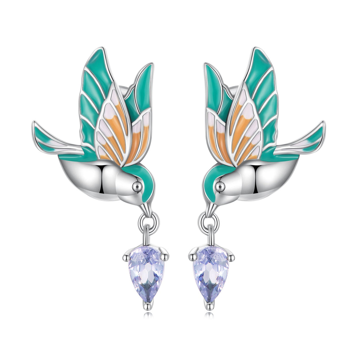 925 Sterling Silver Enamel Pavé Setting CZ Earrings