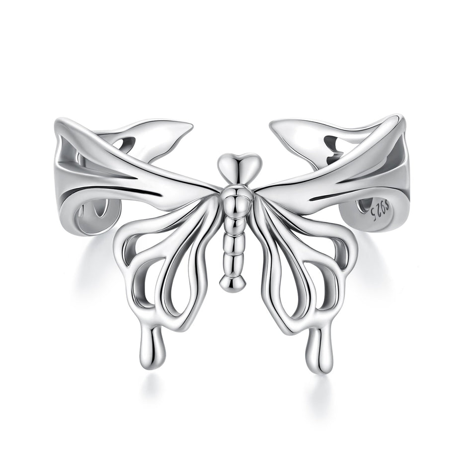925 Sterling Silver Oxidized Silver 0.2-1.3 cm Adjustable Ring