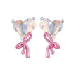 925 Sterling Silver Enamel Earrings with Transparent Glass for Women