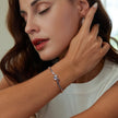 925 Sterling Silver Moonstone Bracelet 17.0 cm with White Gold Plating for Women