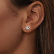 925 Sterling Silver Earrings with Pave Setting CZ and White Gold Plating