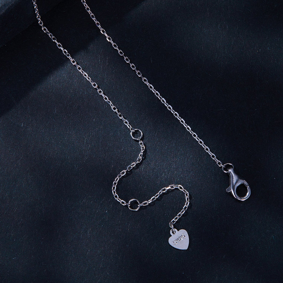 925 Sterling Silver Moissanite Necklace with Pavé Setting in Platinum, 450mm, for Women