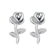 925 Sterling Silver Earrings plated with White Gold, 0.9*0.5cm for Women