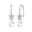 925 Sterling Silver Earrings with Pavé Setting CZ, White Gold Plating, 2.1*0.6cm, for Women