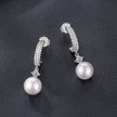 925 Sterling Silver Moissanite and Synthetic Pearl Earrings for Women