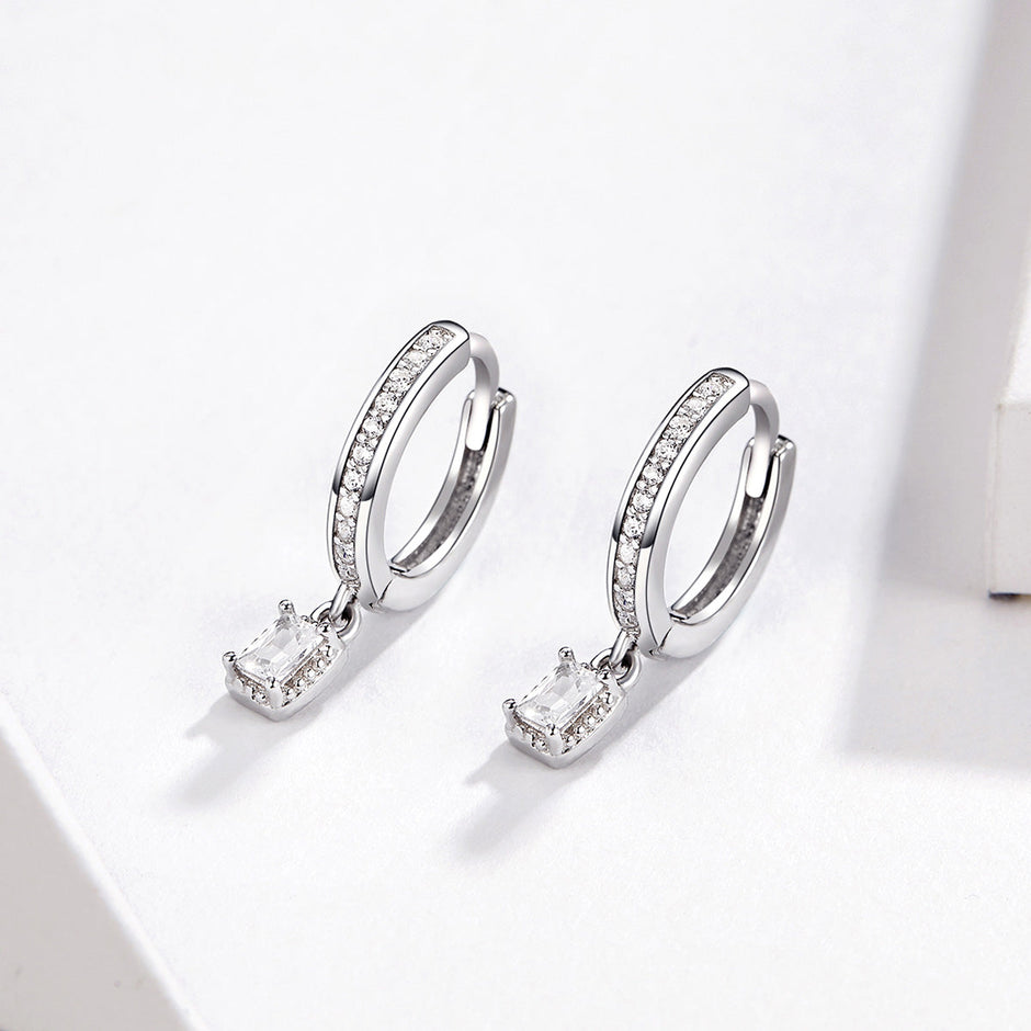 925 Sterling Silver 1.7cm Pavé Setting CZ Earrings