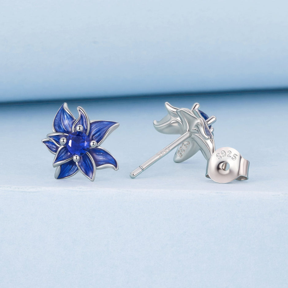 925 Sterling Silver Earrings with Enamel Process and Pavé Setting CZ