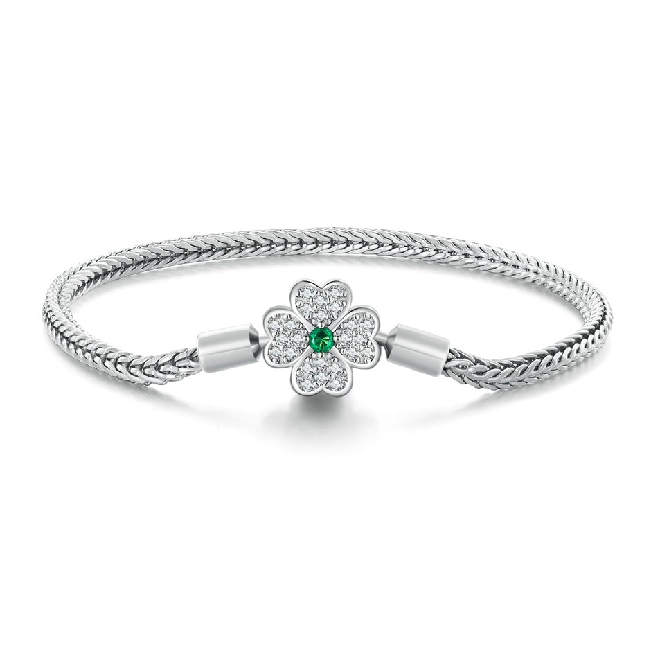 925 Sterling Silver Plated Platinum Bracelet with 3mm Rope for Women