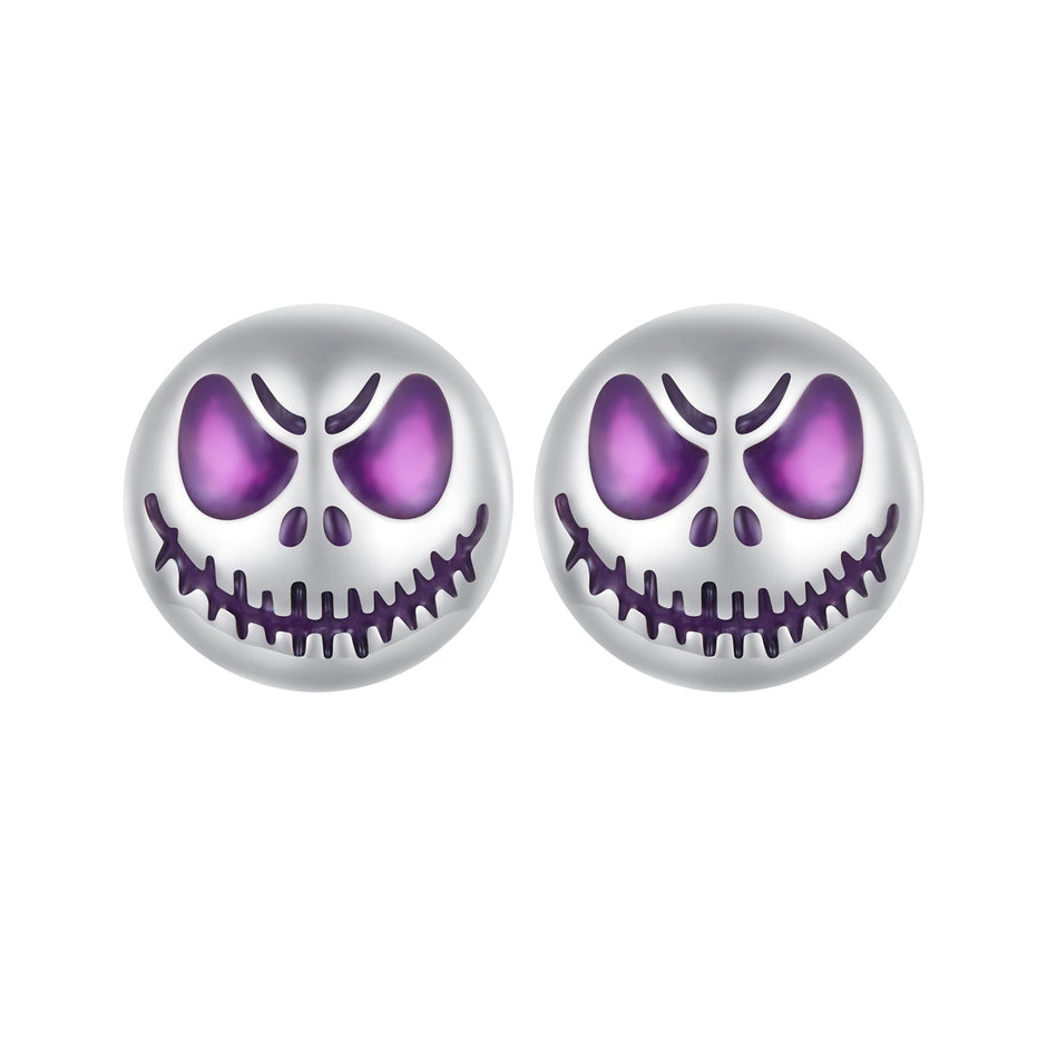 925 Sterling Silver Enamel Oxidized Earrings - 8mm for Women