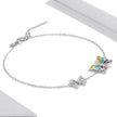 925 Sterling Silver Adjustable Butterfly Enamel Bracelet for Women