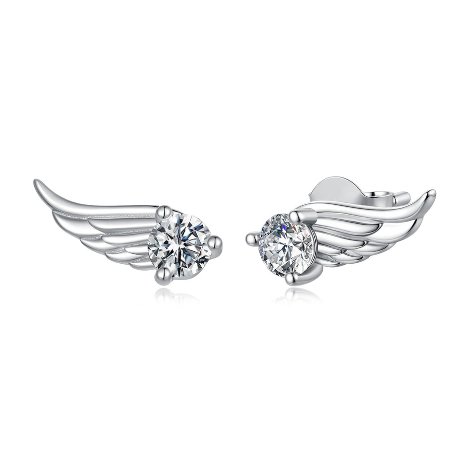 925 Sterling Silver White Gold Plated 0.3ct Moissanite 0.5x1.3cm Earrings for Women