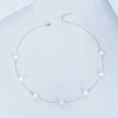 925 Sterling Silver White Gold Plated Necklace with Shell Pearl 400+50mm
