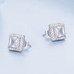 925 Sterling Silver Earrings with Pavé Setting CZ and Platinum Plating.