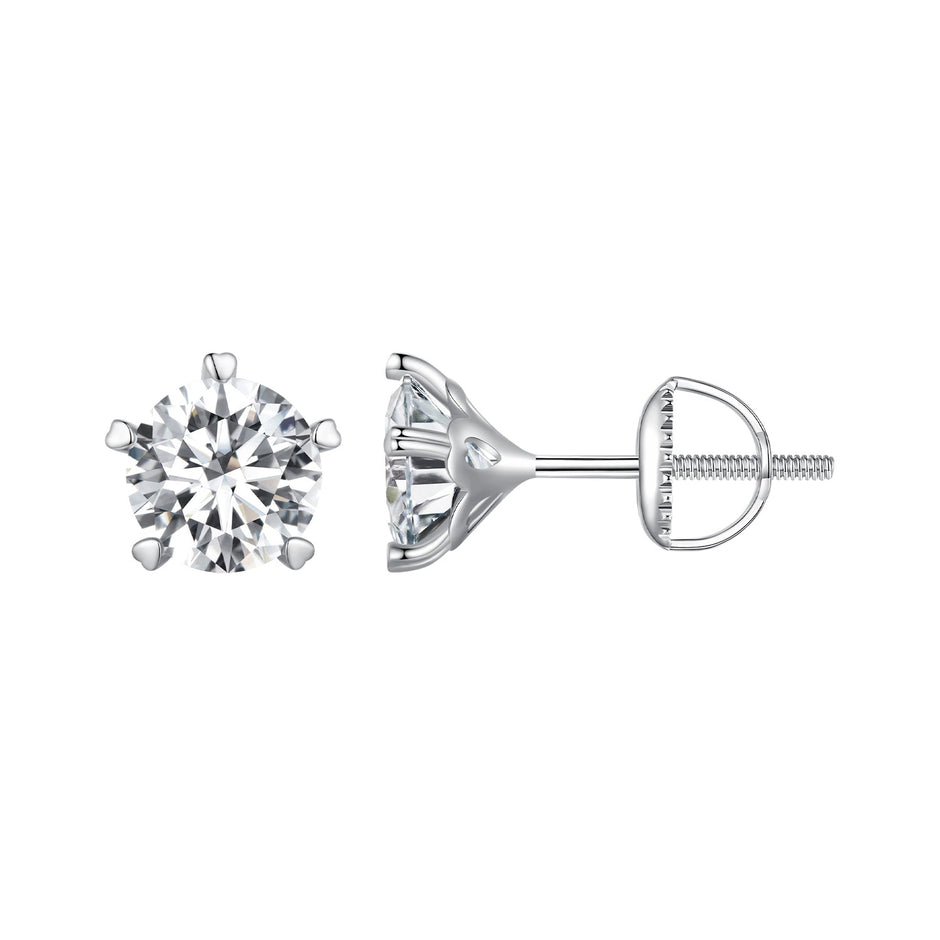 925 Sterling Silver Moissanite 0.50 Carat Earrings 6.0mm for Women