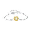 925 Sterling Silver White Gold Plated Bracelet with Transparent Glass Charm for Women