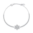 925 Sterling Silver Adjustable Bracelet with Pavé Setting CZ and White Gold Plating for Women