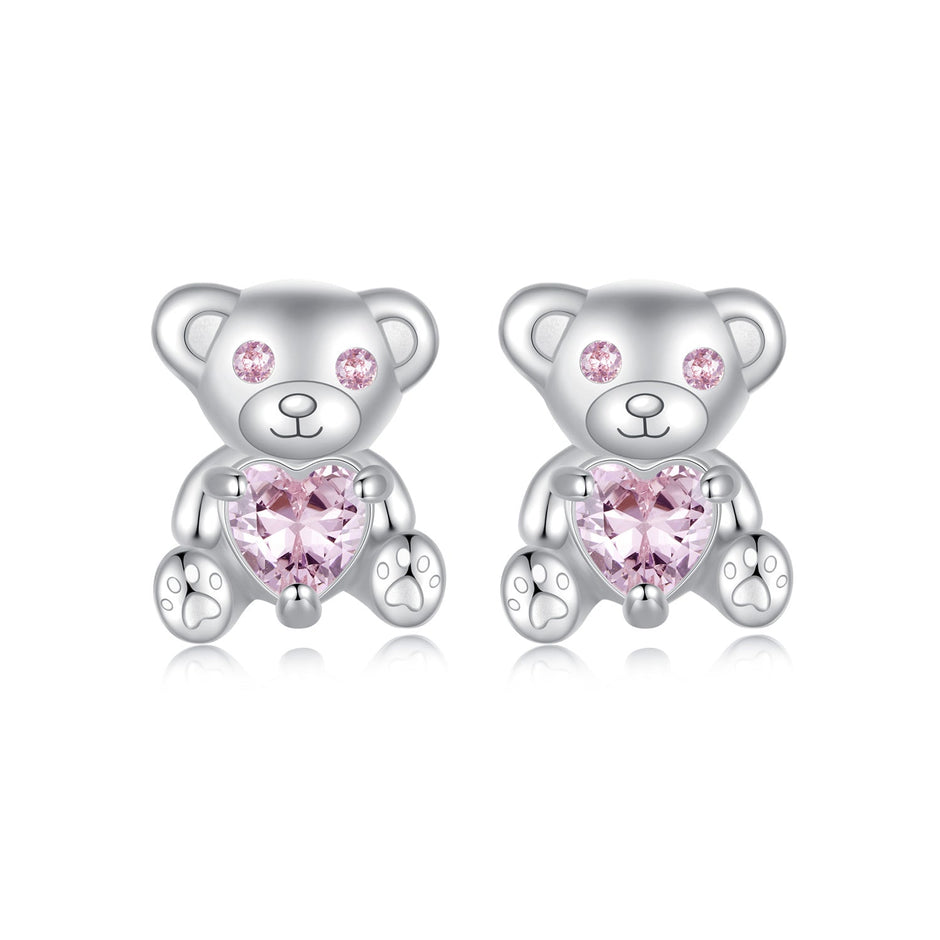 925 Sterling Silver Earrings with CZ in White Gold Plating