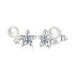 925 Sterling Silver 0.20 Carat Moissanite Earrings with Synthetic Pearl for Women