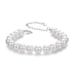 925 Sterling Silver Adjustable White Gold Plated Bracelet with Synthetic Pearl for Women