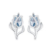 925 Sterling Silver Synthetic Spinel Earrings with Platinum Plating - 12x7mm